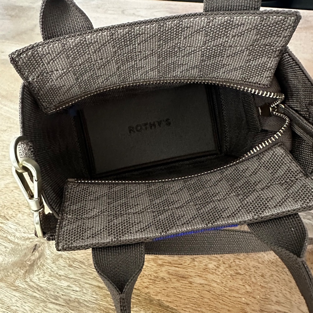 Rothy's Brown Mini Bag with Blue Accent - Picture 3 of 4